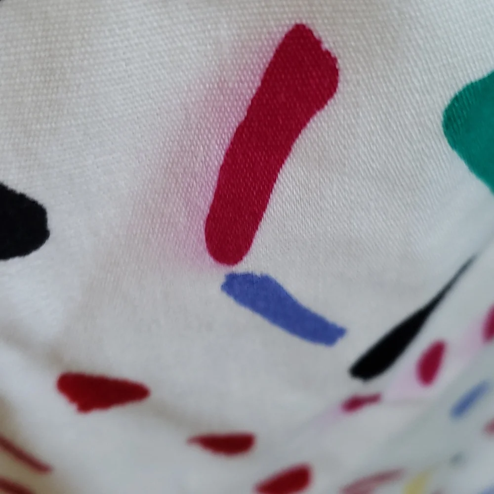 VINTAGE SUNDRESS Geary Roark Kamisoto. Size 10. White with multicolored pattern. - Picture 9 of 13